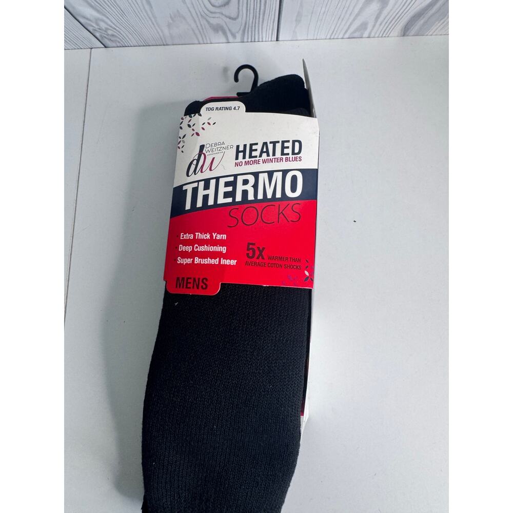 Debra Weitzner Heated Mens Size 10-13 Thick Thermo Socks 2 Pairs Black